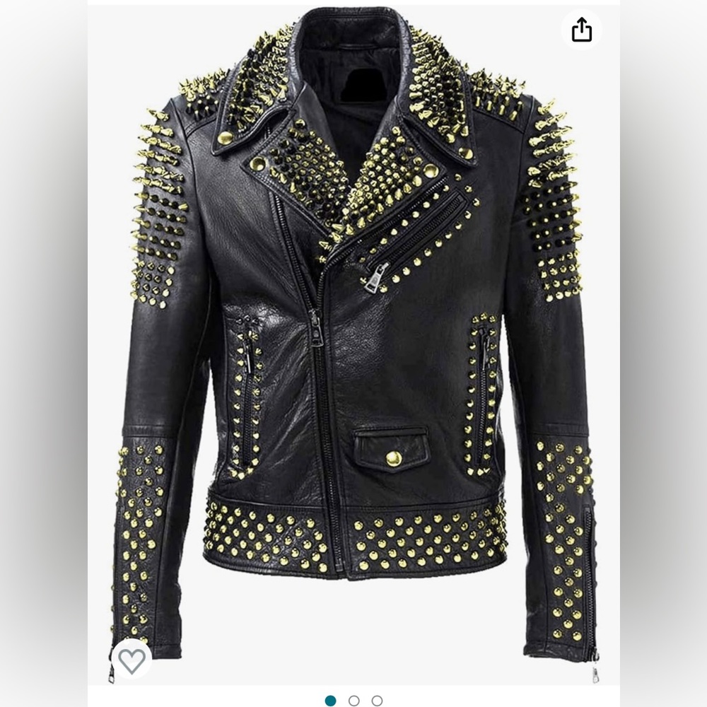 Leather, zippers, spikes oh my! NWOT coat size 46